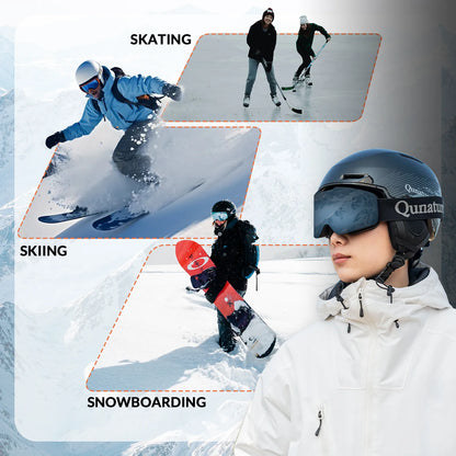 Ski Helmet with Adjustable Ventilation and Detachable Liner for Winter Sports